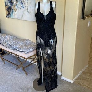 Lace gown with bodysuit